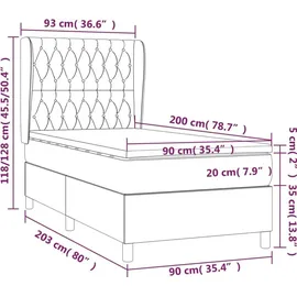 vidaXL Boxspringbett 90 x 200 cm Creme