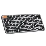 ProtoArc Beleuchtet Kompakte Kabellose Tastatur für Mac, K90-A Bluetooth QWERTZ Funk Tastatur, Mehrgeräte-Gerät, Aufladbar, Leise Wireless Keyboard Kompatibel mit MacBook Pro/Air, iPad, iPhone