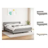 vidaXL Boxspringbett mit Matratze Hellgrau 160x200 cm Stoff