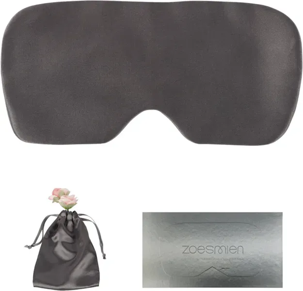 Zoesmien ZSM2320 Schlafmaske, ultradünne lichtblockierende Augenmaske, Maulbeerseide und Polyesterfasermaterial, verstellbares elastisches Band, grau, für den Heimgebrauch
