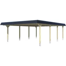SKANHOLZ Carport Wendland 6,30 x 8,79 m nussbaum mit EPDM-Dach und Pfostenanker