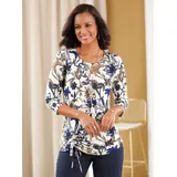 Lady WITT WEIDEN Print-Shirt in ecru-royalblau-bedruckt | Gr.: 36