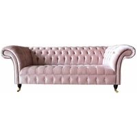 JVmoebel Chesterfield-Sofa, Sofa Chesterfield Klassisch Design Wohnzimmer Textil Couch rosa