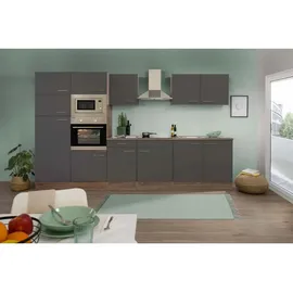 Respekta Küchenzeile Economy 330 cm Grau Seidenglanz-Eiche