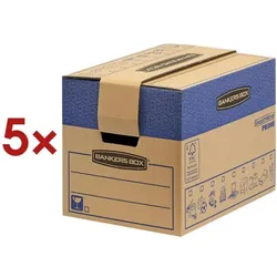 Bankers Box System 5 Stück Umzugskartons »SmoothMove FastFold« 32,7/42,9/31 cm braun, 32.7x31x42.9 cm
