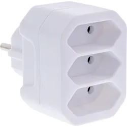InLine Steckdosenadapter - Schutzkontakt Stecker an 3x Eurobuchse - weiß