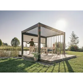 Biohort Sonnenschutzrollo elektrisch für Pergola 3,5 m Dunkelgrau-Metallic