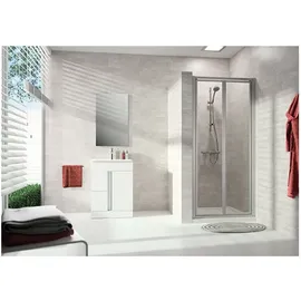 Hüppe Alpha 2 Pendeltür, vollgerahmt, Duschkabine: Profilfarbe weiß Glas ESG klar mit Anti-Plaque