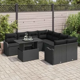 vidaXL Garten-Lounge-Set 9-tlg. schwarz