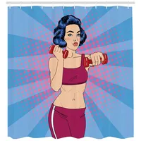 ABAKUHAUS Duschvorhang Fitness 175 x 200 cm blau-rosa