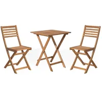 Beliani Balkonset Hellbraun Akazienholz 2 Personen