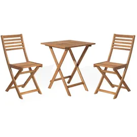 Beliani Balkonset Hellbraun Akazienholz 2 Personen
