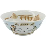 WESTCRAFT Tokio Japan Design Katzen Schalen Kawaii Cat Tayo Schüssel Black Green Blue & Pink | Nippon Porzellan Ramen Reis Nudel Suppen Dessert Bowl | süße Katzenschälchen (Fuku Cat Blue 20x8cm 1000ml)