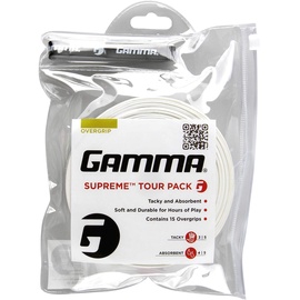 Gamma Griffband Supreme Overgrip 15 Tour Pack, weiß, One Size