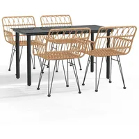 5-tlg. Garten-Essgruppe Poly Rattan - Braun/Schwarz