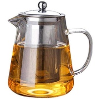 BEIJIALY Glas-Teekanne mit Teesieb, Glas-Teekanne mit Abnehmbarem Edelstahlfilter, Teebereiter für Blühende und Lose Teeblätter, Klarer Glaskrug mit Abnehmbarem Filter(750 ml)