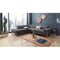 W.SCHILLIG Ecksofa finn, Designsofa mit tollem Sitzkomfort, bequem, L-Form, German Design Award 2016, Fußgestell Nussbaum natur, Breite 281 cm grau