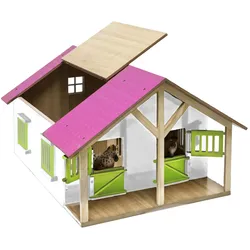 Kids Globe Farming Pferde Stall aus Holz 1:24, mit Werkstatt, Dach+Tür beweglich