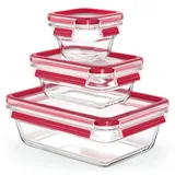 Emsa Vorratsdose Clip&Close 3tlg. Glas Rot
