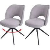 MCW 2er-Set Esszimmerstuhl MCW-N72, Polster-Küchenstuhl, drehbar Auto-Return, Stoff/Textil (420g/m2) Öko-Tex ~ hellgrau