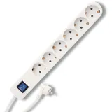 REV Ritter Steckdosenleiste Ice - Mehrfachsteckdose mit Schalter 6fach, Kabel 1,4m, 3500W, weiß