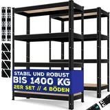 Masko MASKO® 2er-Set Lagerregal Schwerlastregal, Kellerregal bis 875 kg belastbar, 5 verstellbare Ablagen, MDF-Platten Regal aus Metall, Steckregal, Werkstattregal, Keller, Garage