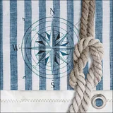 Ambiente Home Ambiente 20 Servietten Papier 33x33cm 3-lagig - hochwertige Einweg Papierservietten maritim Kompass Motiv Seil Partyservietten Sommerdeko Gartenfest Stranddeko