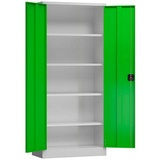 ClassiX Stahlschrank X-530335 lichtgrau, gelbgrün 80,0 x 38,0 x 180,0 cm, aufgebaut