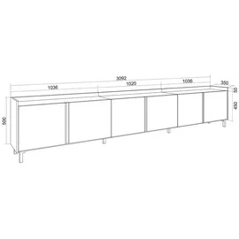 SKRAUT HOME Lowboard 309x61 cm Beige Holzwerkstoff