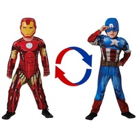 Rubie ́s Kostüm Iron Man & Captain America Wende-Overall für Kinde, Wenn mal die Entscheidung schwerfällt: zwei Marvel-Superhelden - ein rot