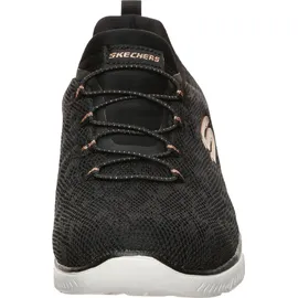 SKECHERS Summits - Leopard Spot black mesh rose gold trim 38