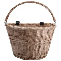 VOSAREA Fahrrad Korb Vorne Lenker Korb Weidenkorb Wicker Rattan Gewebt Korb Frontkorb Aufbewahrungskorb mit Griff für Erwachsene Kinder Beige