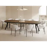 WFL GROUP Esstisch Rund Groß XXL Ausziehbar im Loft-Stil – 100 bis 300 cm – Extra Lang Ausziehtisch mit Schwarzen Holzbeinen, Industrieller Tisch für 5... - Braun