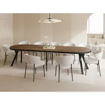 WFL GROUP Esstisch Rund Groß XXL Ausziehbar im Loft-Stil – 100 bis 300 cm – Extra Lang Ausziehtisch mit Schwarzen Holzbeinen, Industrieller Tisch für 5... - Braun