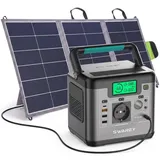 500W(1000W Spitze) Tragbare Powerstation mit 100W Solarpanel,518Wh Solargenerator Notstromversorgung