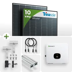 10kWp Growatt PV-Anlage 23x Trina 435Wp Bifazial Black Frame Schrägdachmontage