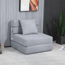 Homcom Schlafsessel Schlafsofa, Sofabett Einzelsofa mit Waschbarem Kissen, Grau