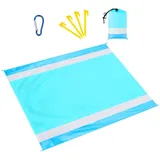 Eucomir Stranddecke Sandfrei 210 x 200 cm,Picknickdecke Stranddecke Wasserdicht,Strandmatte 4 Befestigung Ecken Stranddecke Sandfrei für Strand, Camping, Picknick, Reisen,Blauer See