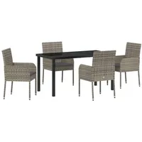 VidaXL 5-teiliges Gartenset mit Kissen Grau Poly Rattan