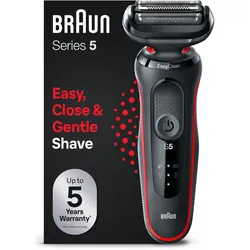 Elektrorasierer BRAUN "Series 5 51-R1000s", schwarz (schwarz, rot), Elektrorasierer, EasyClean, Wet&Dry