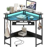 Costway Eckschreibtisch schwarz