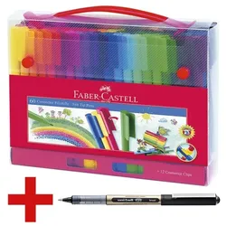 Faber-Castell (Schule) »Connector« Filzstifte 60 Farben + Bastelkarten und Connector-Clips inkl. Tinten schwarz