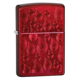 Zippo Sturmfeuerzeug - Flame Design, Candy Apple Red, Iced - Nachfüllbar - Wiederverwendbar - Windfestes Design - Geschenkbox - Made in USA