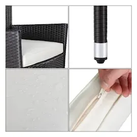 CASARIA Polyrattan Gartenstuhl 59 x 59 x 88 cm braun/creme 2er Set stapelbar