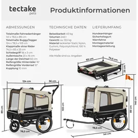Tectake Hundeanhänger Beige 2018