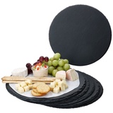 MamboCat Servierplatte 6x Schieferplatten rund Ø30cm Untersetzer Pizza-Teller Servierplatte, Schiefer schwarz