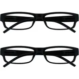 OPULIZE Die Lesebrille Unternehmen Schwarz Leicht Komfortables Leser Wert 2er-Pack Designer Stil Herren Frauen UVR2PK032 +1,00