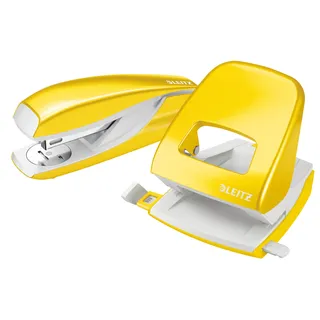 Leitz Locher und Heftgeräte Set WOW 5095 gelb-metallic mit Prämie nach Registrierung