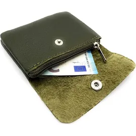 lemasi Mini Geldbörse Leder Portemonnaie olive