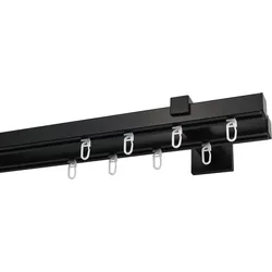 Gardinenstange GARESA "Nora", schwarz, L:390cm, Aluminium, Gardinenstangen, Vorhanggarnitur, einfache Montage an die Wand, verlängerbar, Kappe